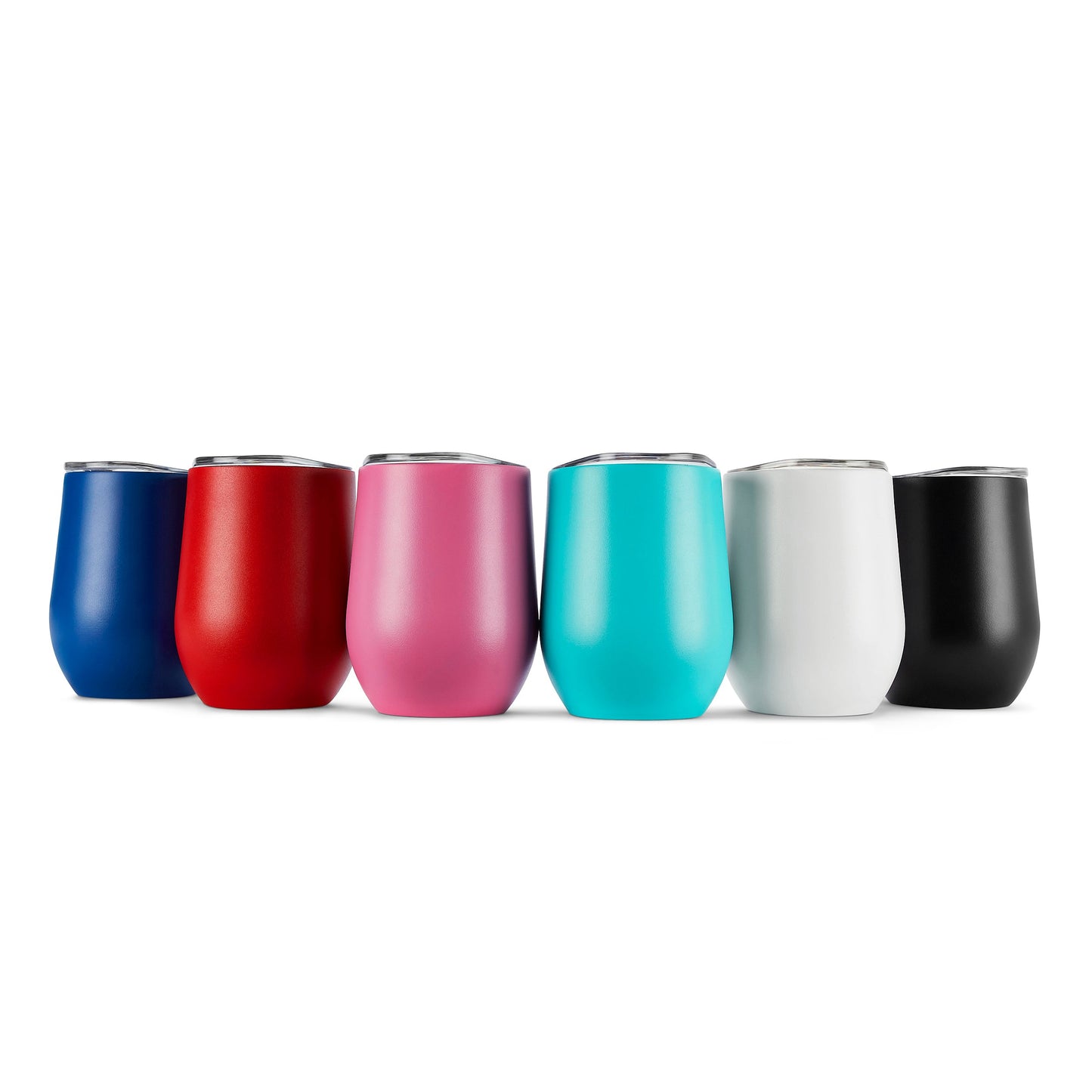 12 oz wine tumbler powder-coated color range, all engrave to bright silver