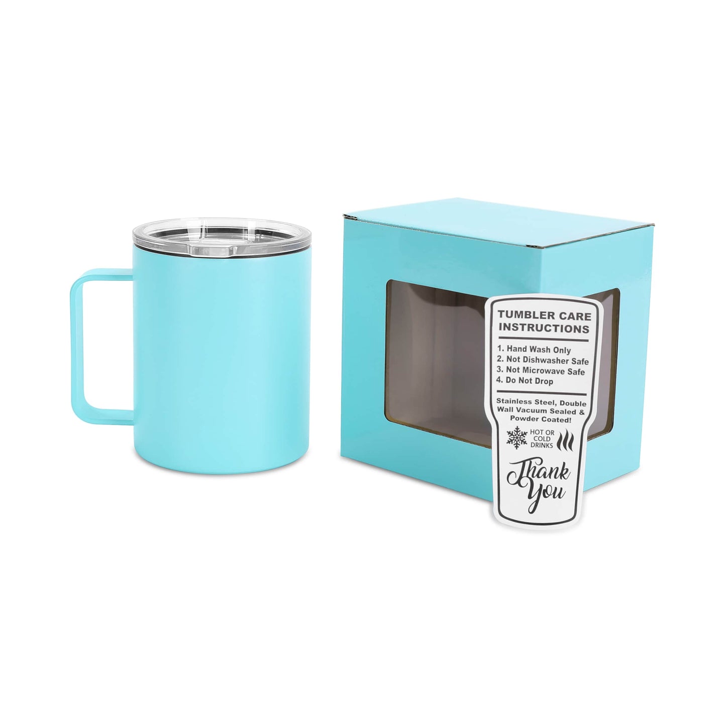 12 oz Coffee Mug Tumbler, Teal powder coated - engraves to silver