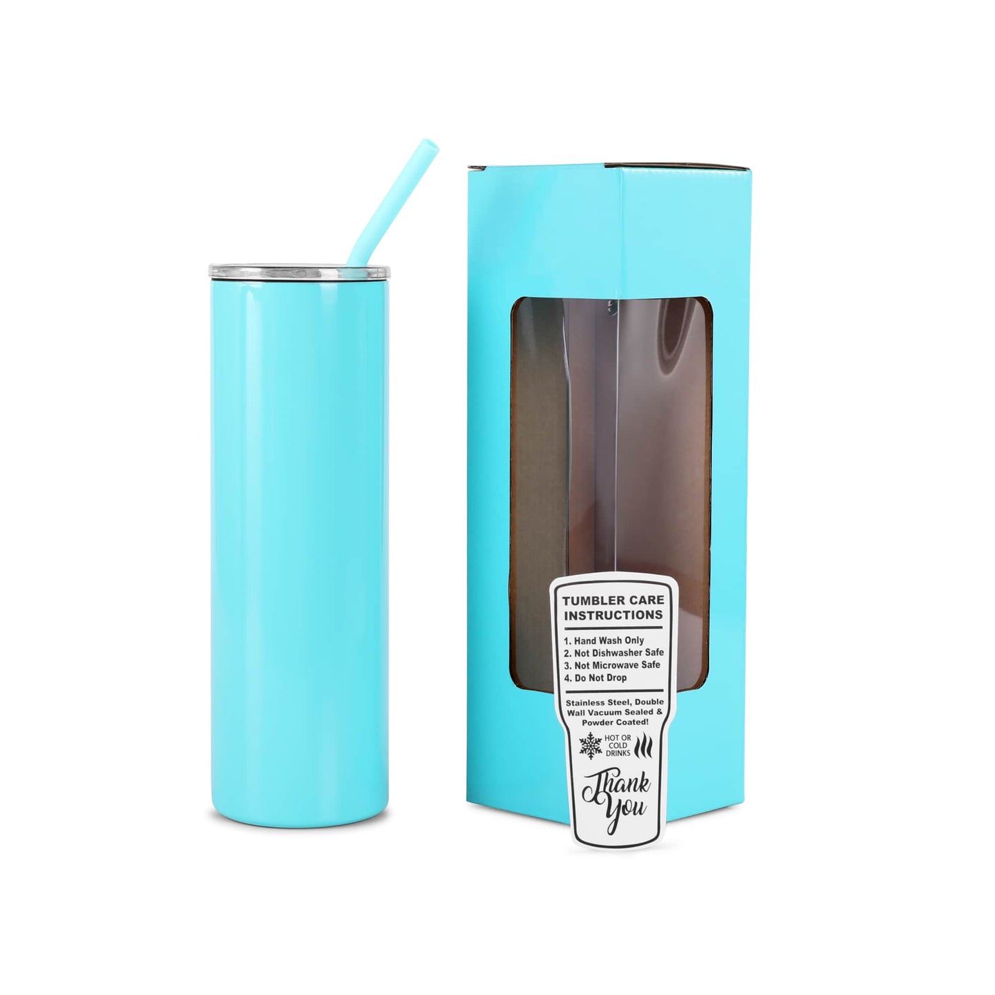 20 oz Skinny Tumbler, Teal powder coated - engraves to silver
