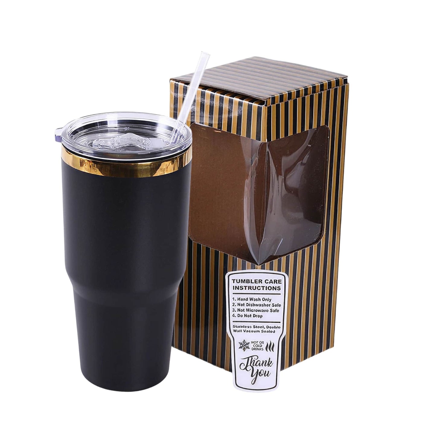 30 oz tumbler, black base with Electroplated Gold finish