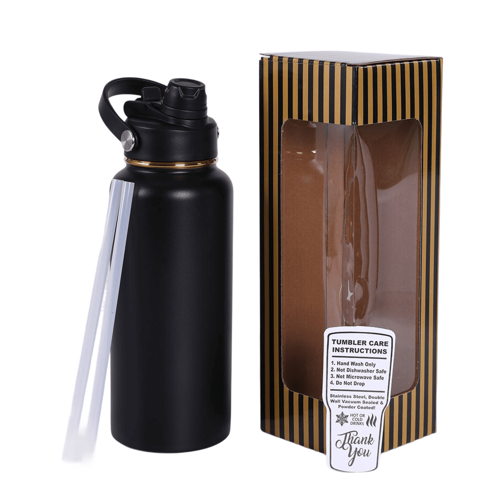 32 oz Hydro water bottle, black base with Electroplated Gold finish