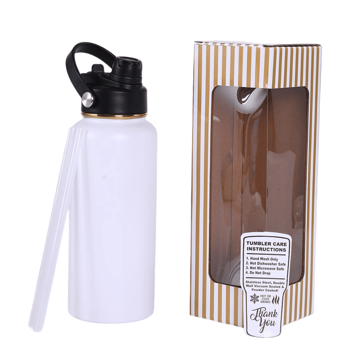 32 oz Hydro water bottle, white base with Electroplated Gold finish