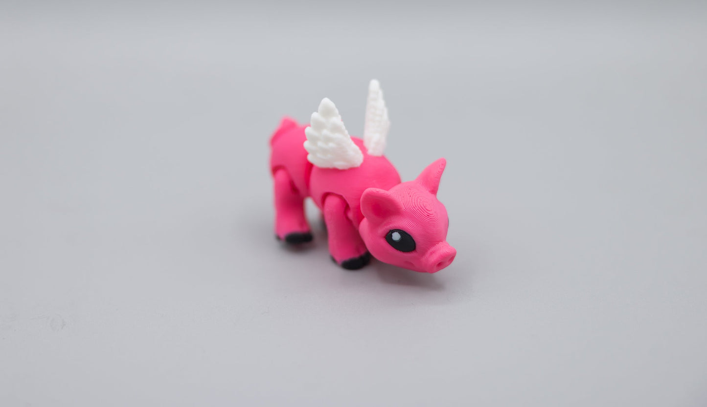 Winged Tiny Pig - articulated 3D printed figurine