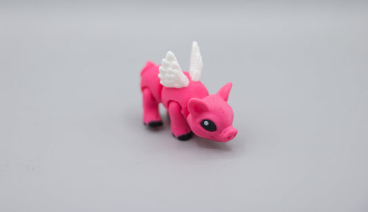 Winged Tiny Pig - articulated 3D printed figurine