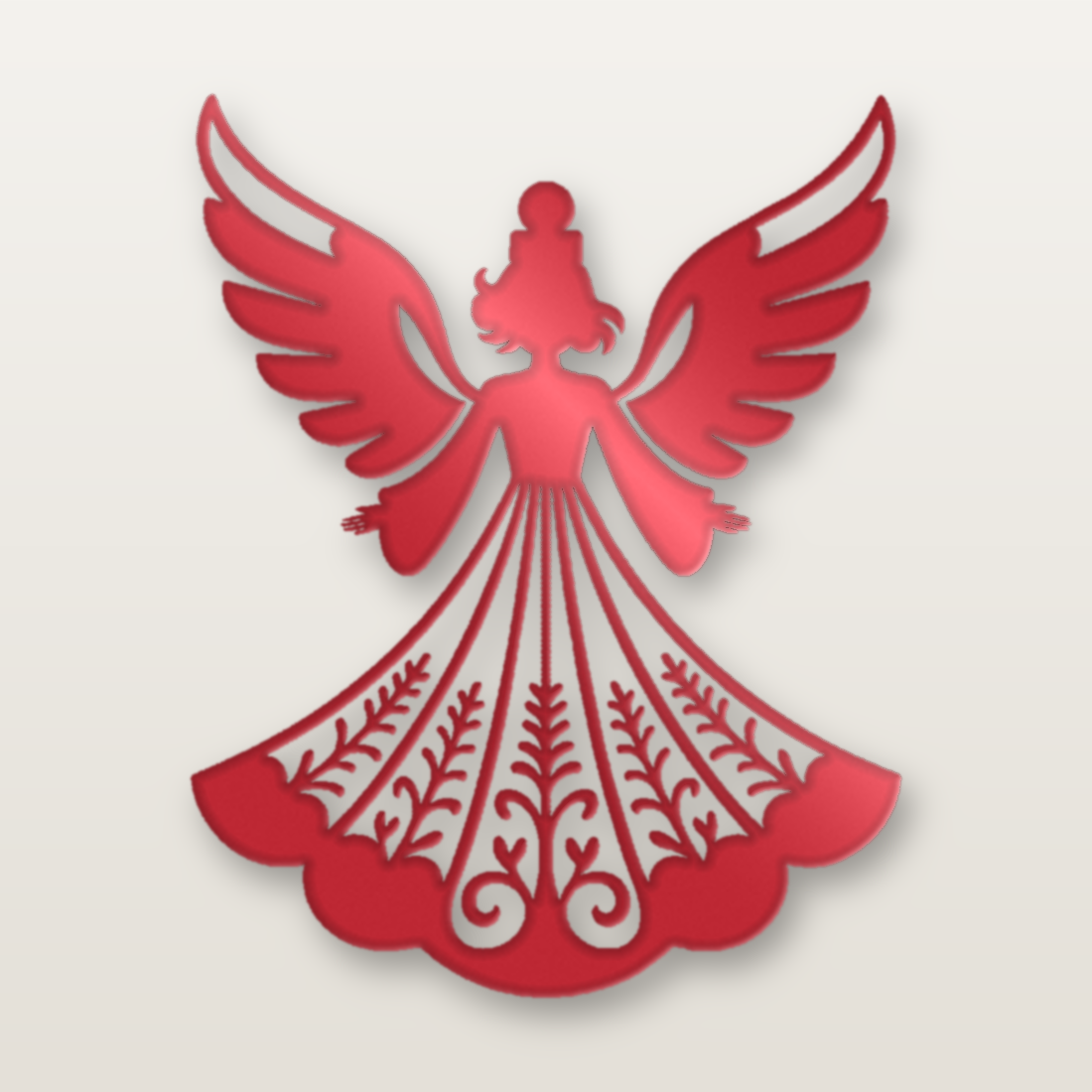Laser-cut fretwork angel ornament in acrylic by MacPack3D