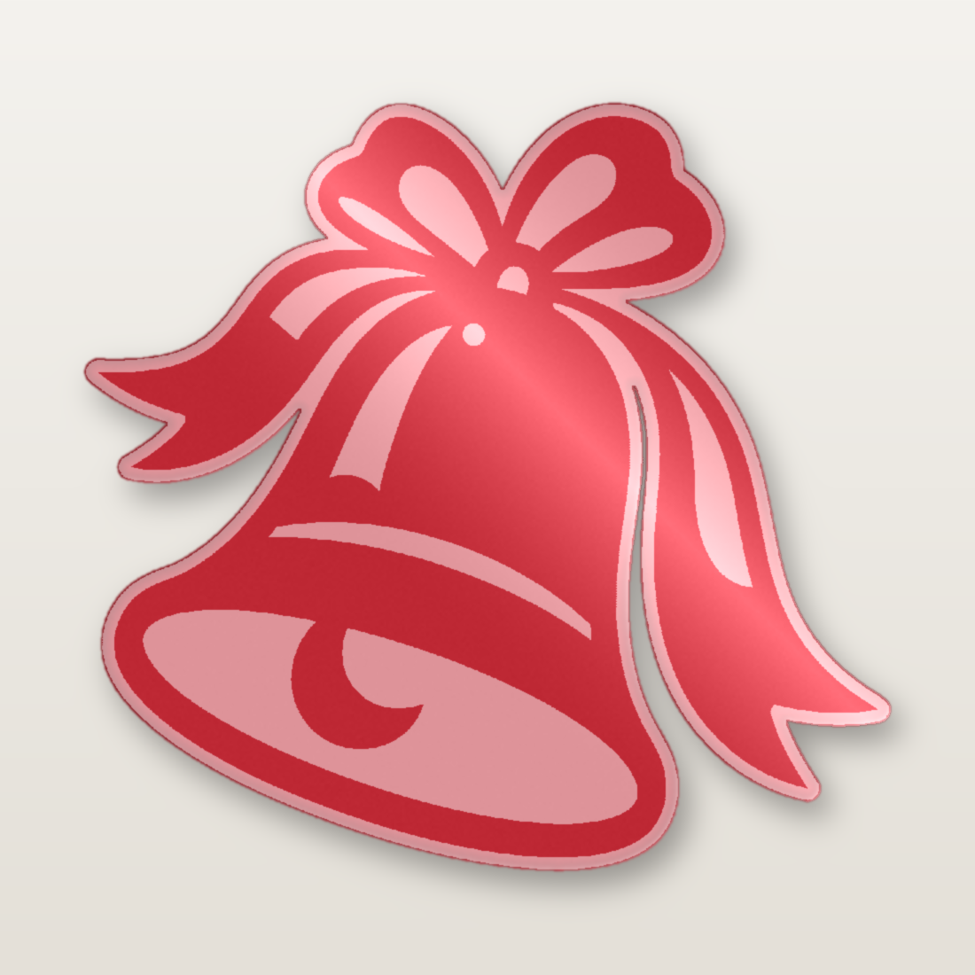 Laser-cut Christmas bell ornament with bow in acrylic by MacPack3D