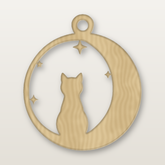 Cat Silhouette Bauble — Basswood render