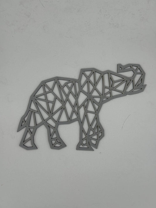Geometric line laser-cut wood elephant wall art by MacPack3D
