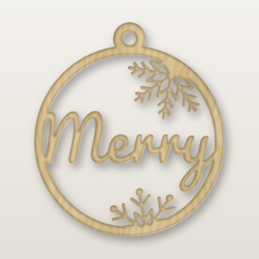Merry Word Bauble — Basswood render