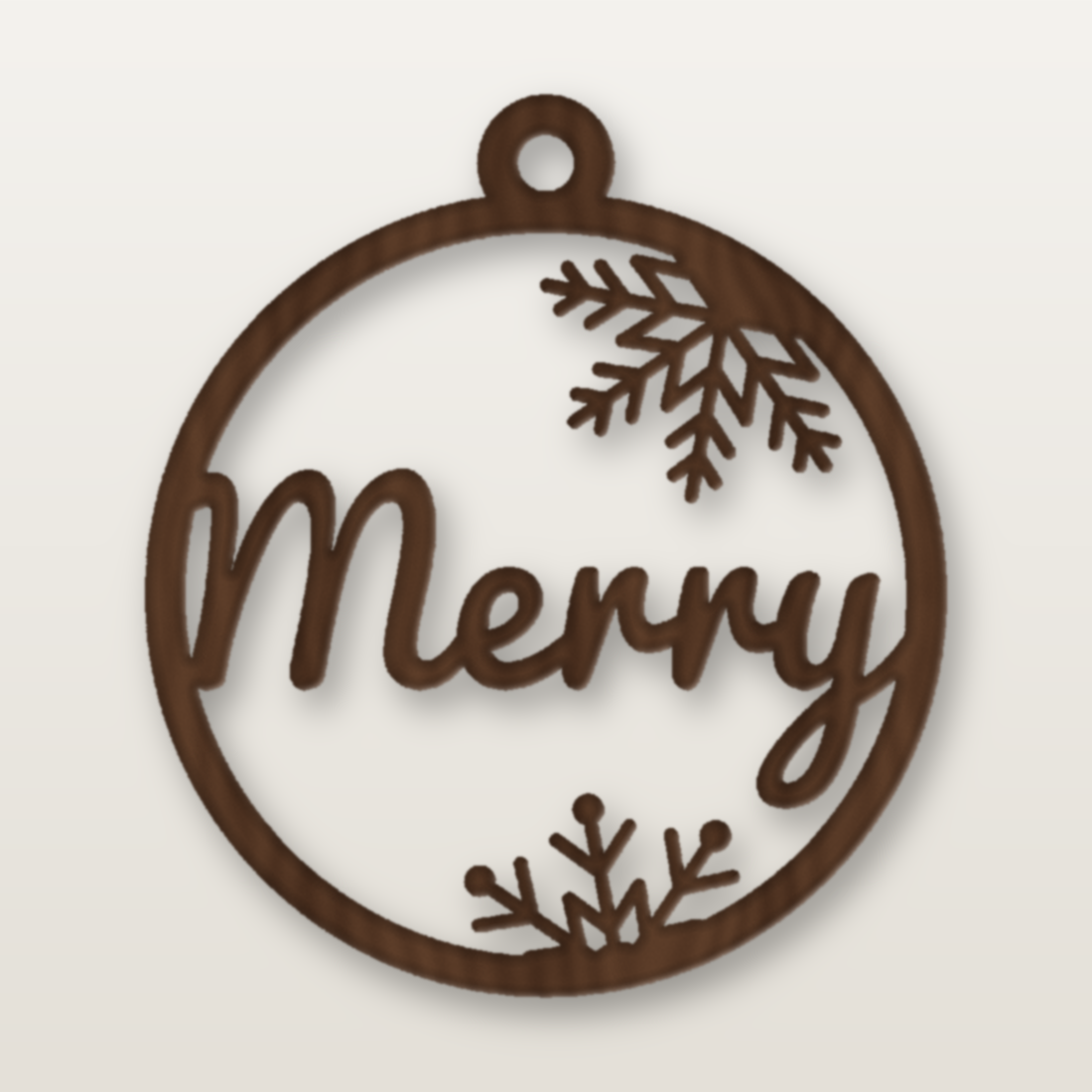 Merry Word Bauble — Walnut render
