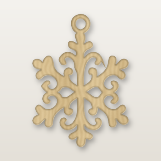 Laser-cut snowflake ornament in basswood by MacPack3D