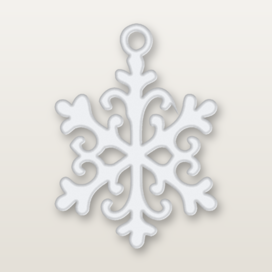 Laser-cut snowflake ornament in pre-painted finish by MacPack3D