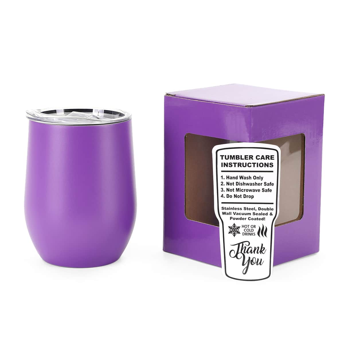 12 oz Wine Tumbler, Purple powder coated - engraves to silver