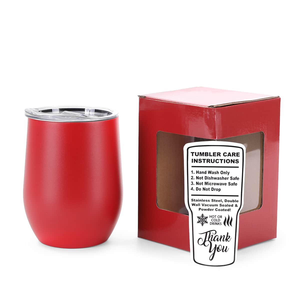 12 oz Wine Tumbler, Red powder coated - engraves to silver