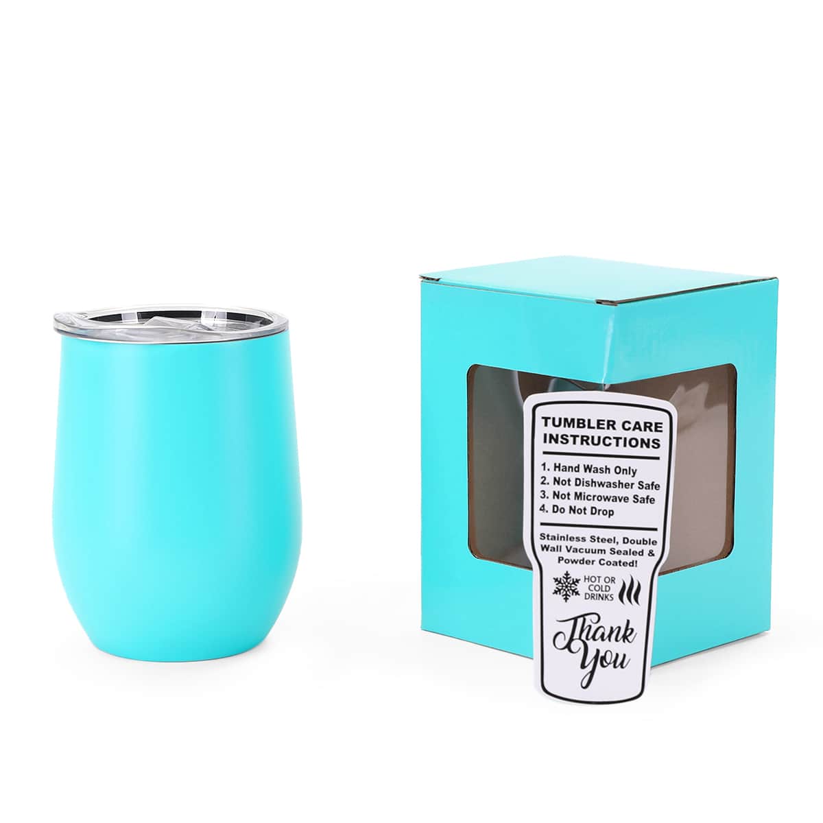 12 oz Wine Tumbler, Teal powder coated - engraves to silver